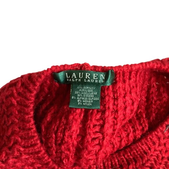 Lauren‎ Ralph Lauren Red Knit Slouchy Beanie Hat Wool Alpaca Mohair Blend OS main image 5